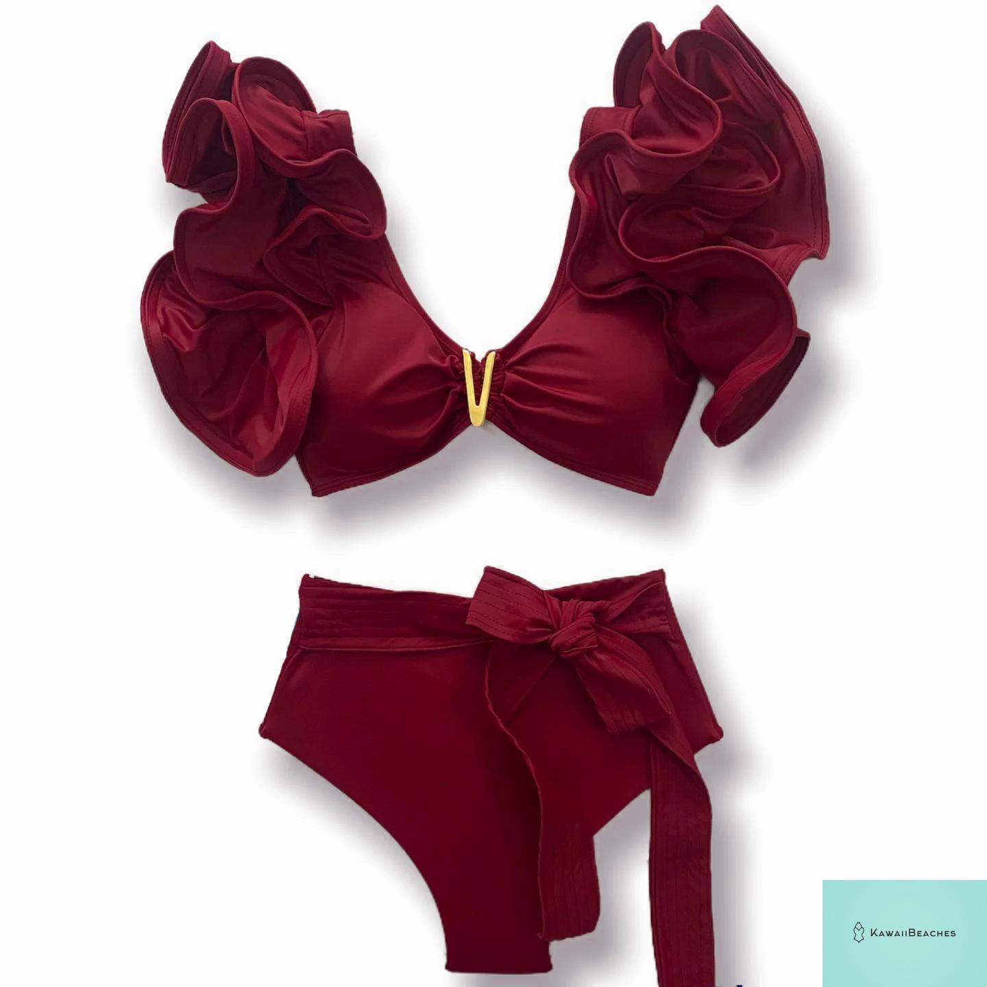 Floral Printed High Waist Bandage Bikini Set