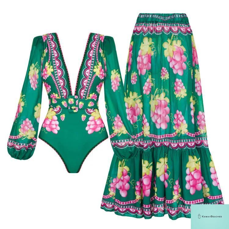 Womens Ruffle Deep V Swimsuit