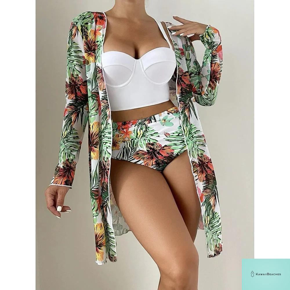 Womens 3 Piece Long Sleeve Swimsuit