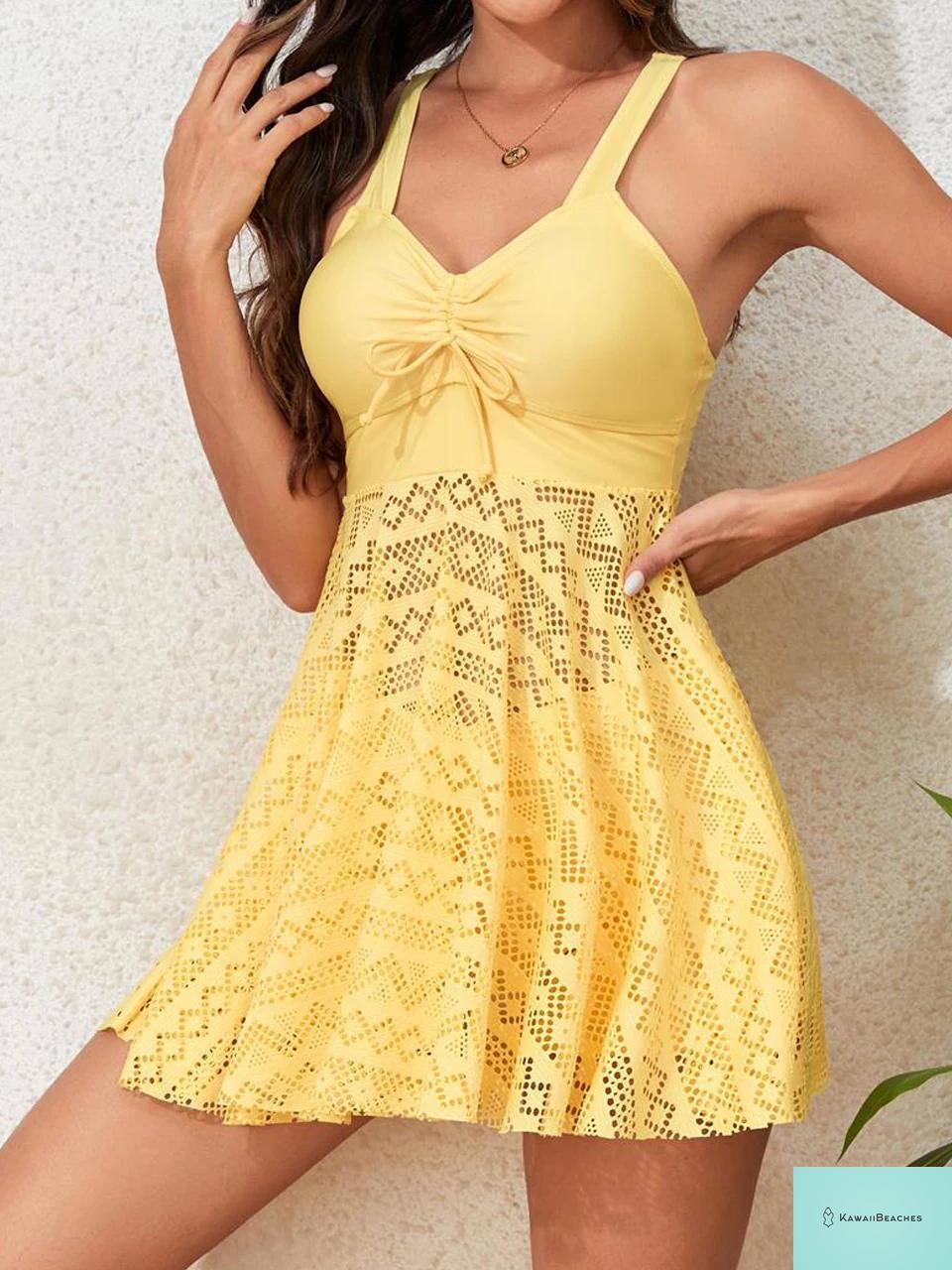 Kawaii Womens Hollow Out Tankini Set