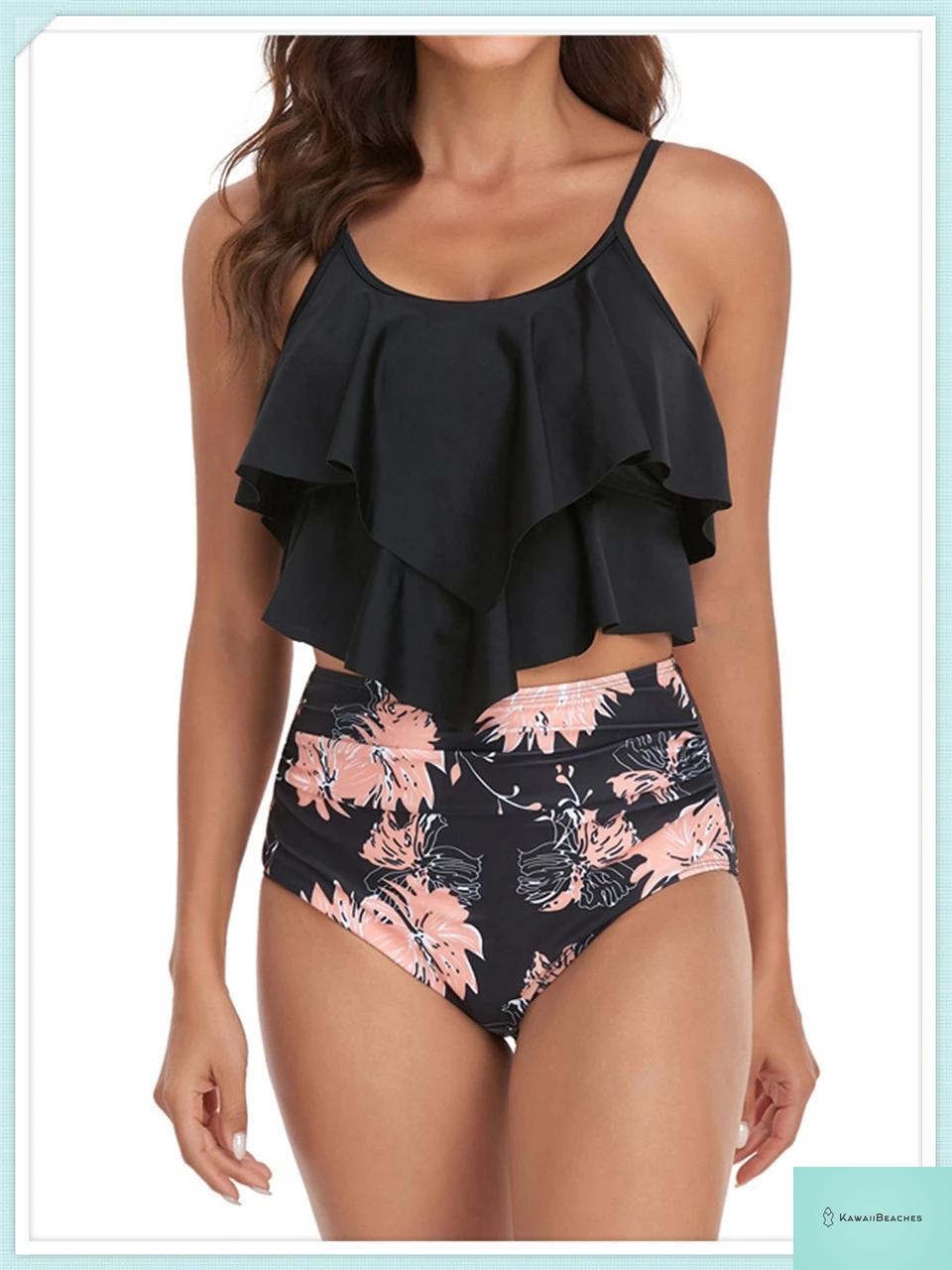 Ruffle Floral High Waist Bikini