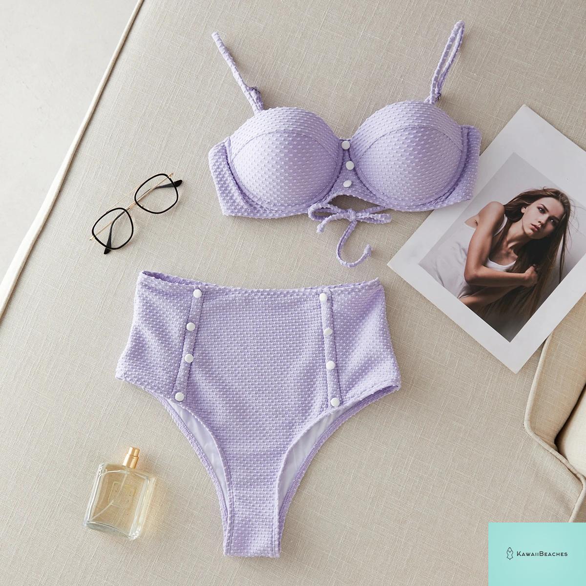 High Waist Golden Print Brazilian Bikini Set