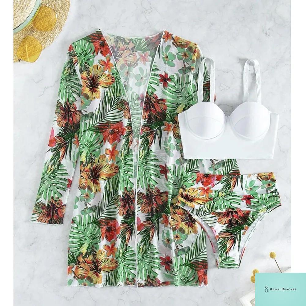 Womens 3 Piece Long Sleeve Swimsuit