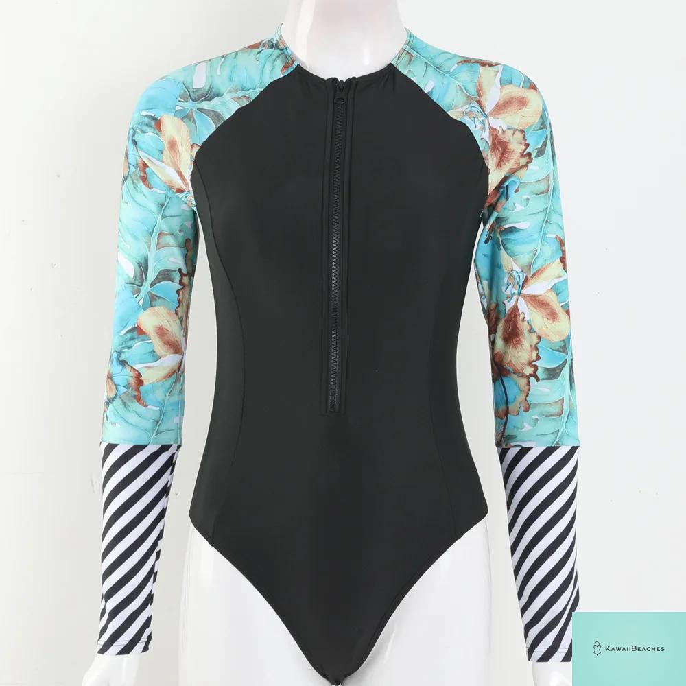 Womens Long Sleeve Surfing Swimsuit Monokini