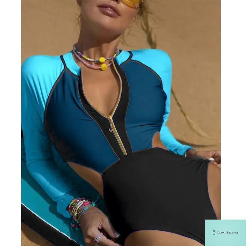 Kawaii Patchwork Long Sleeve Swimsuit