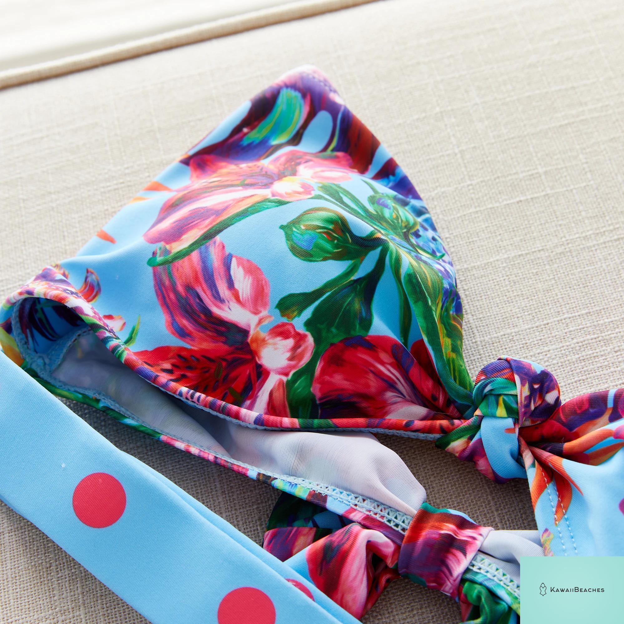 Floral Printed High Waist Bandage Bikini Set