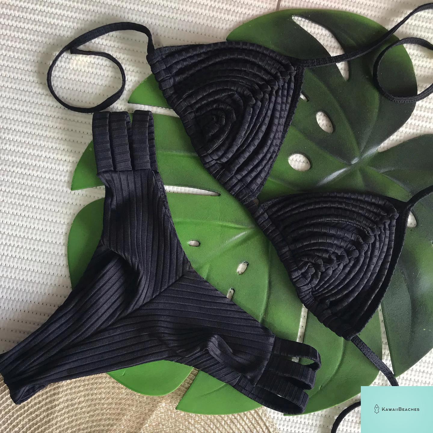Kawaii Stripes Lace-Up Brazilian Bikini Set