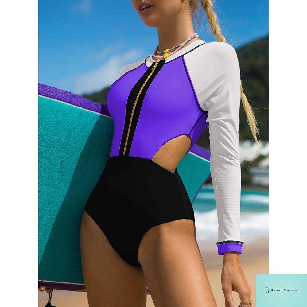 Womens Long Sleeve Surfing Swimsuit Monokini