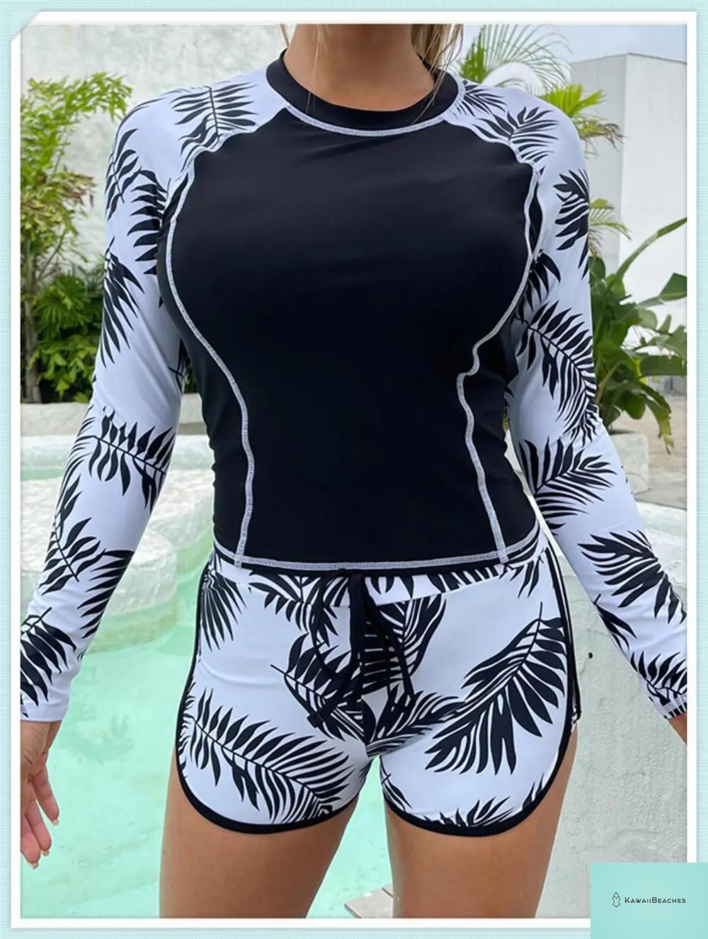 Tropical Long Sleeve Rashguard Swimsuit