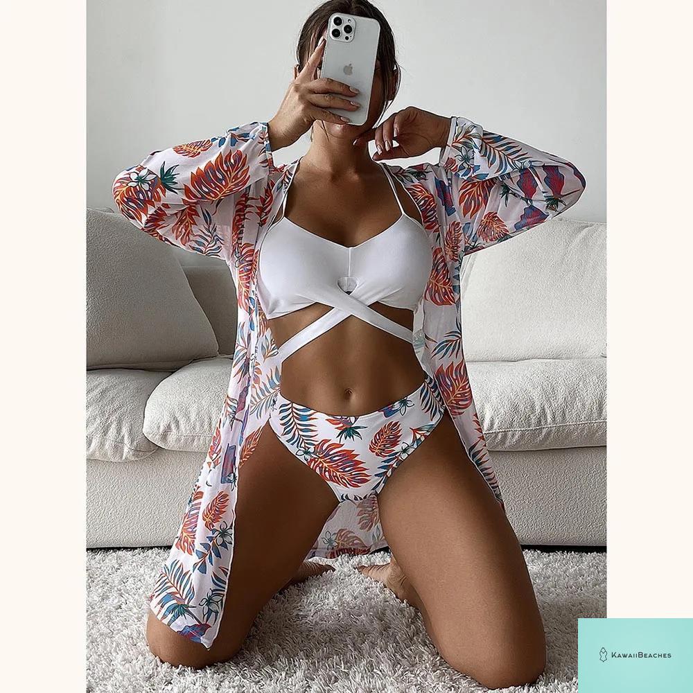 Womens 3 Piece Long Sleeve Swimsuit