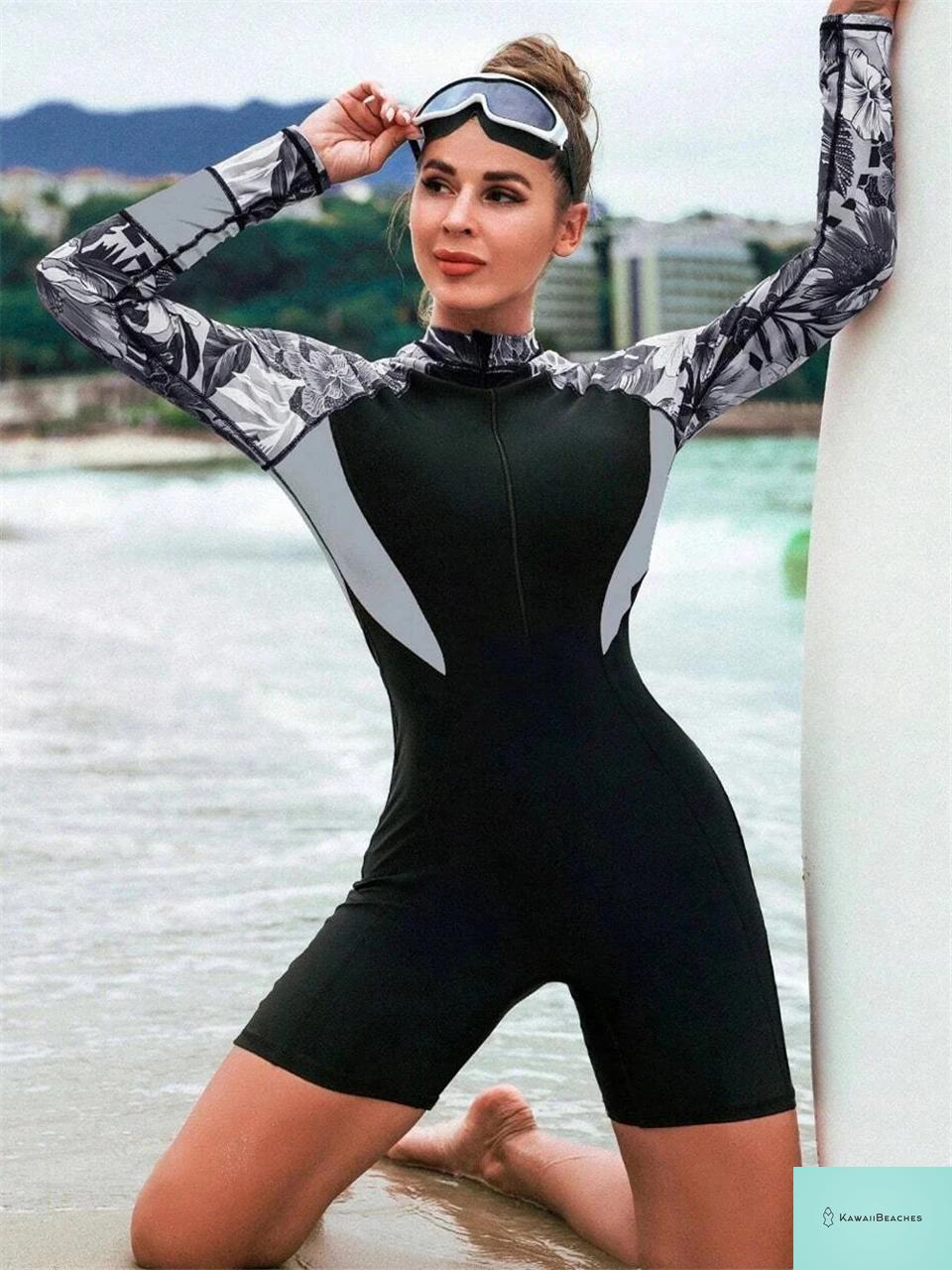 Womens Long Sleeve Surfing Swimsuit