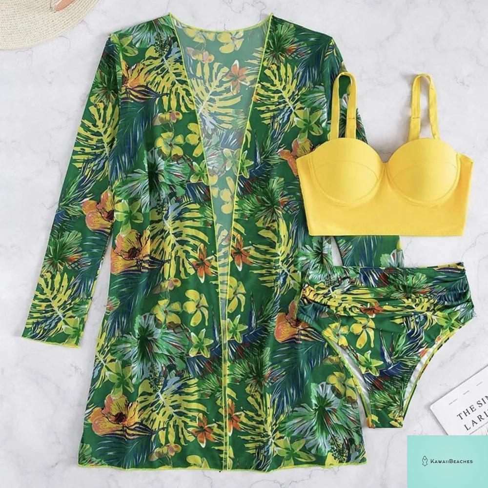 Womens 3 Piece Long Sleeve Swimsuit