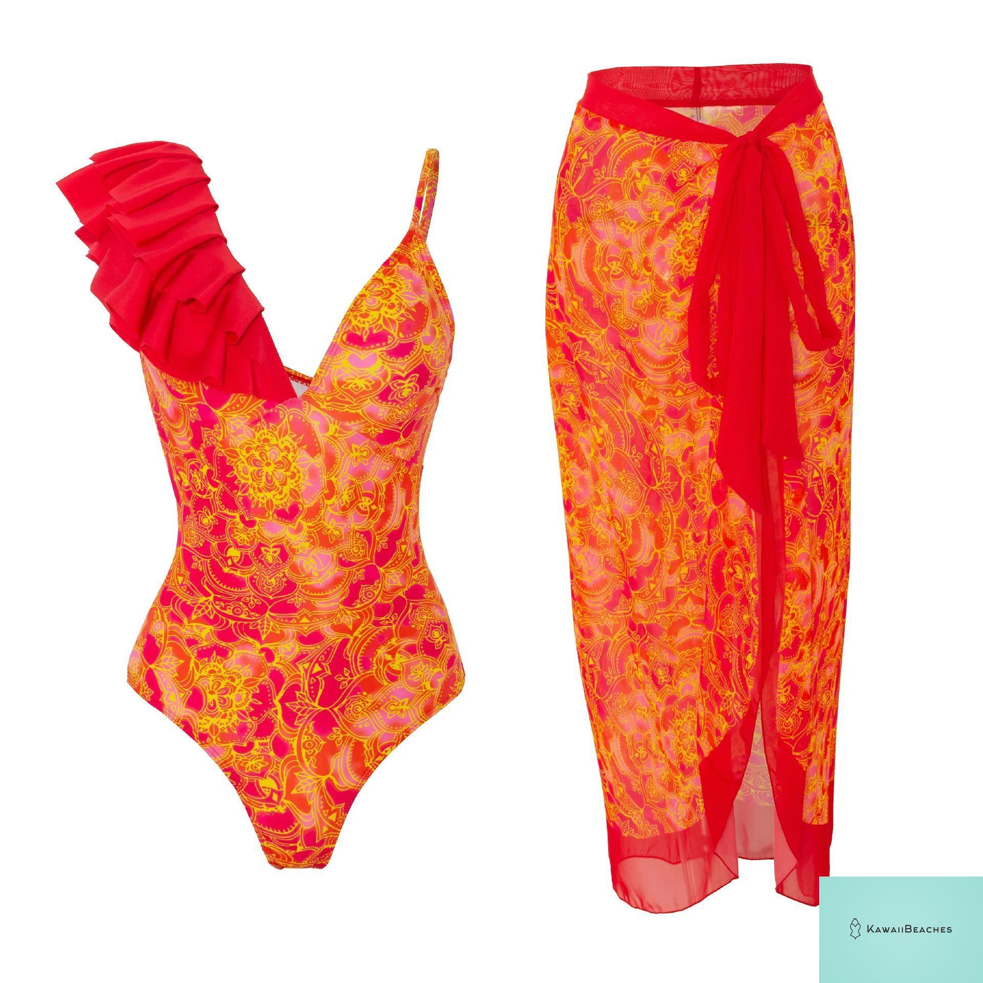 Floral Ruffle Push Up Bikini Set