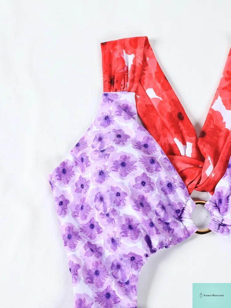 Kawaii Floral Ruffle One-Piece Swimsuit