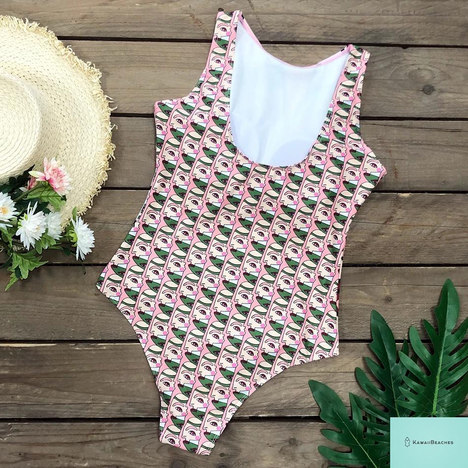 Striped Tropical Monokini Swimsuit for Women