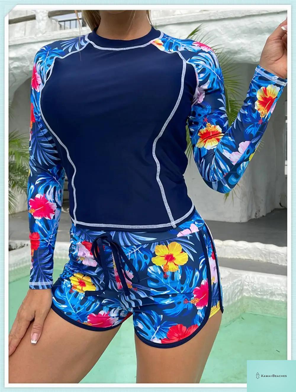 Tropical Long Sleeve Rashguard Swimsuit
