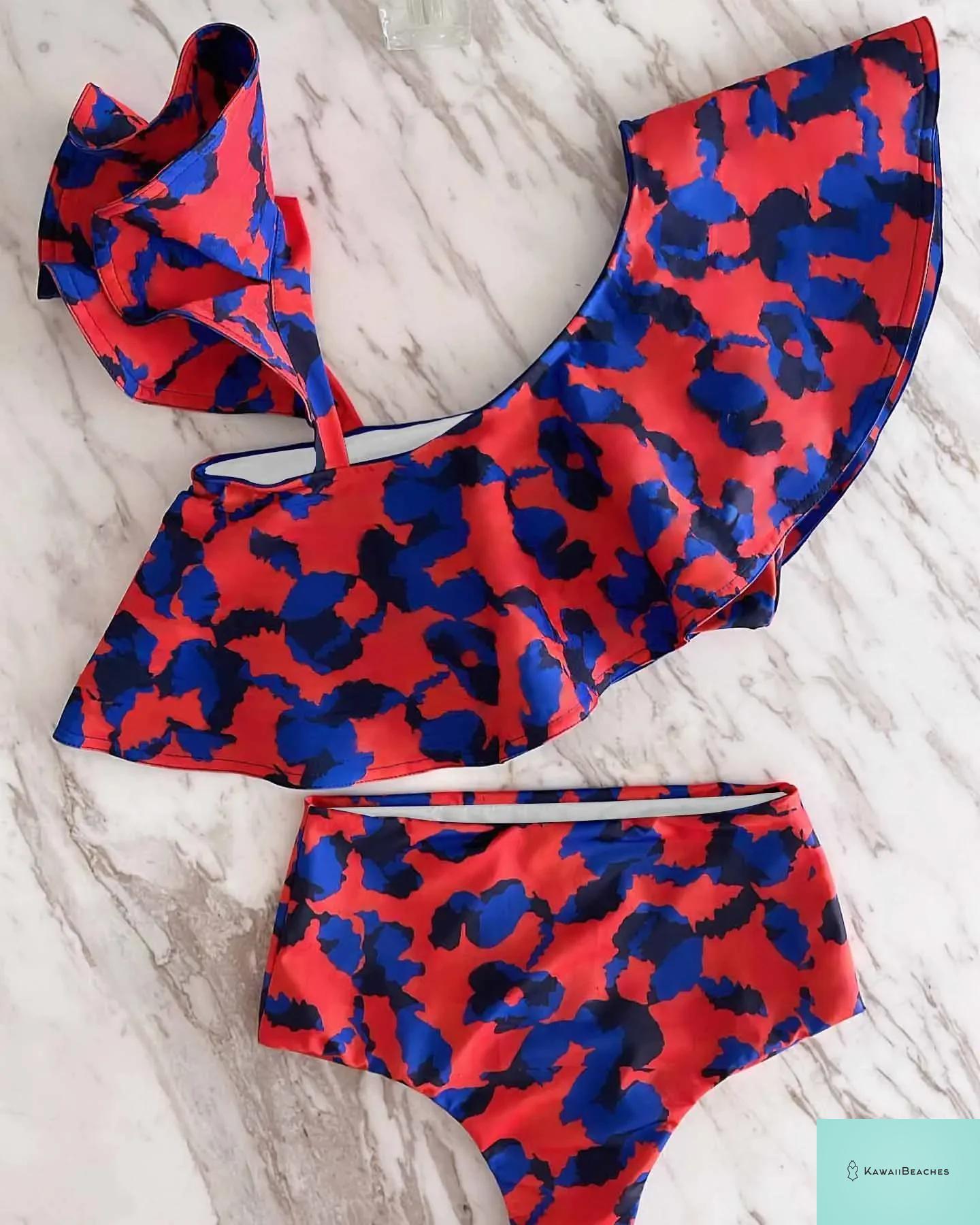 Floral Printed High Waist Bandage Bikini Set