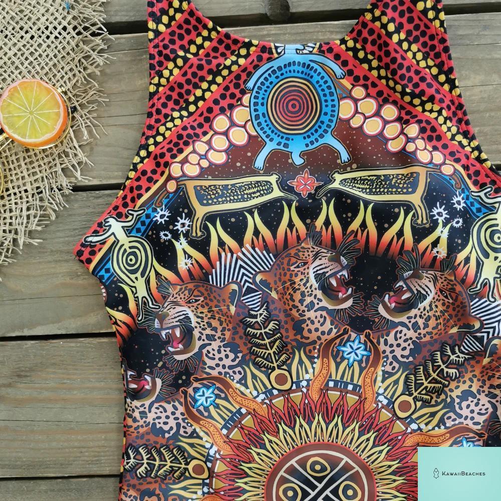 Womens Floral Lace Up Swimsuit