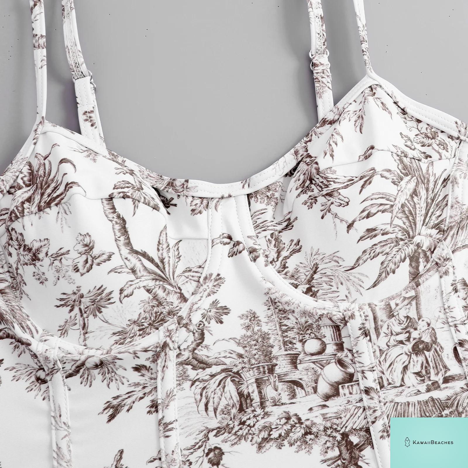 Floral Ruffle Push Up Bikini Set