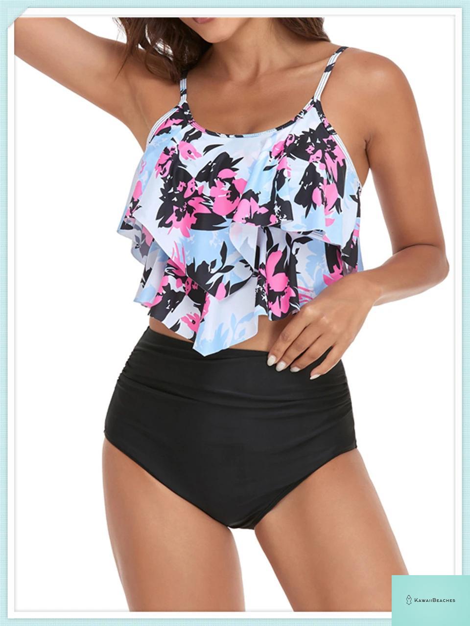 Ruffle Floral High Waist Bikini