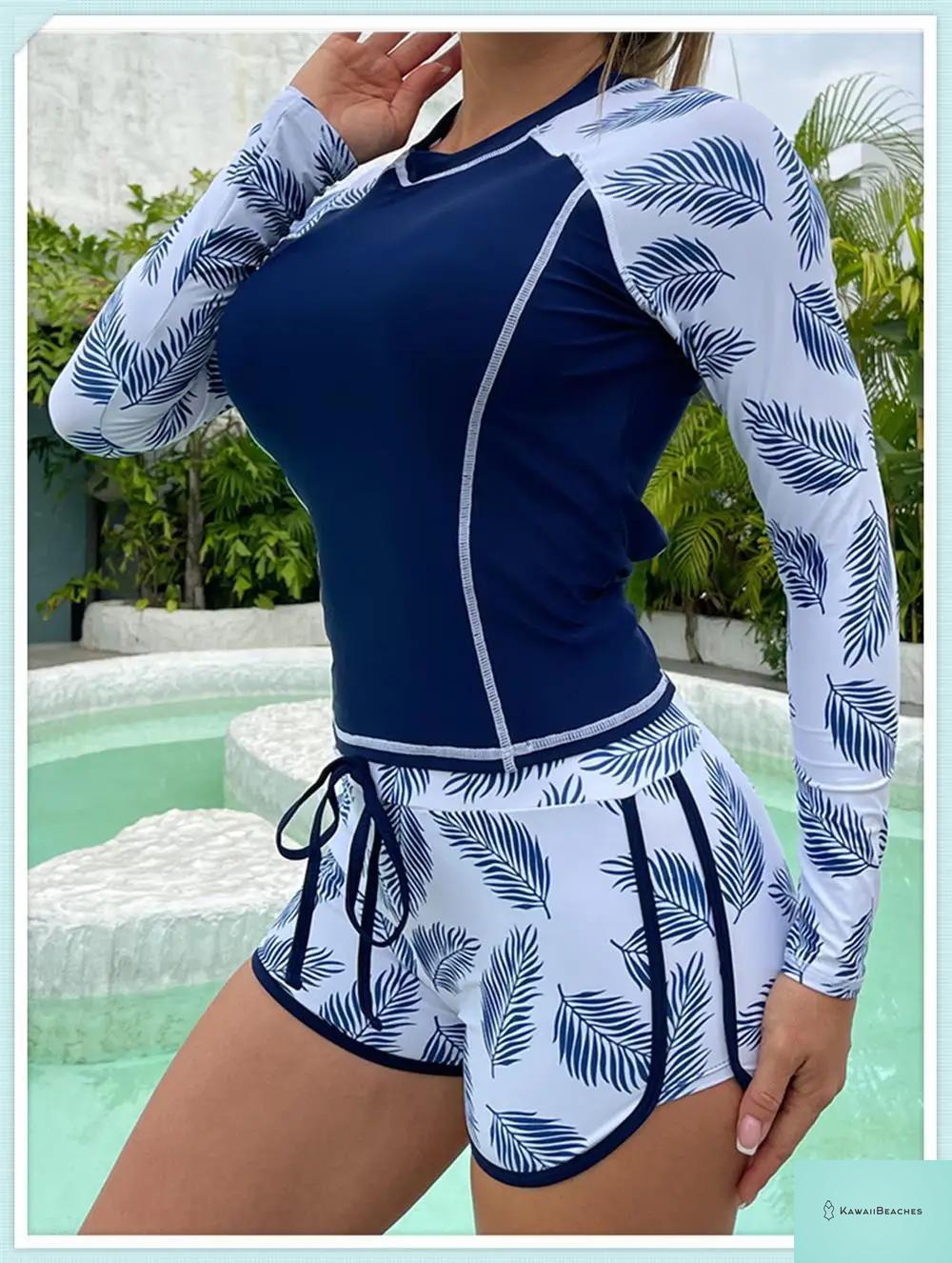 Tropical Long Sleeve Rashguard Swimsuit