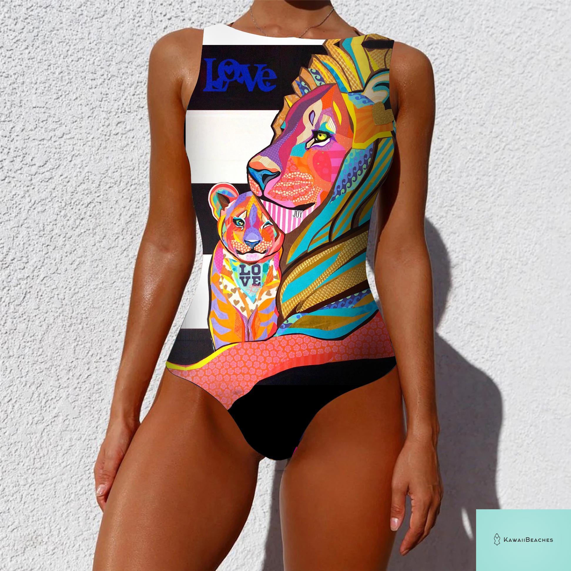 Womens Floral Lace Up Swimsuit