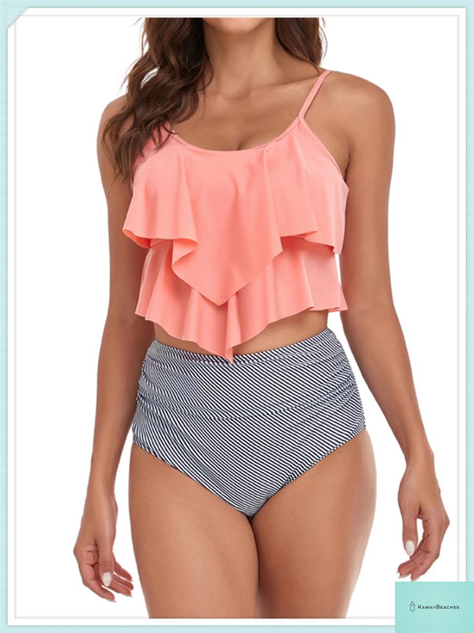 Ruffle Floral High Waist Bikini