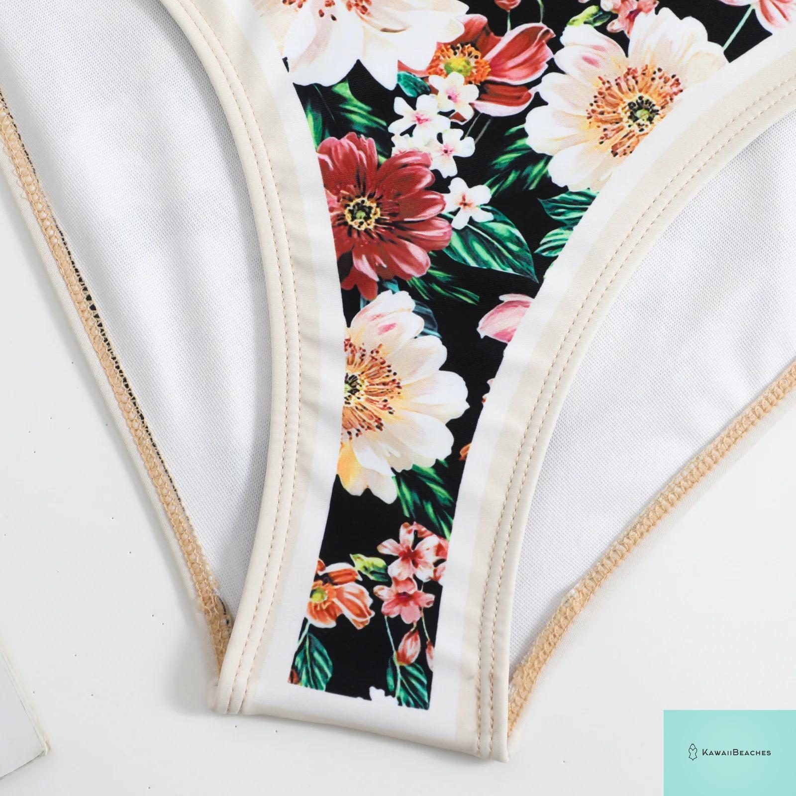 Floral Ruffle Push Up Bikini Set