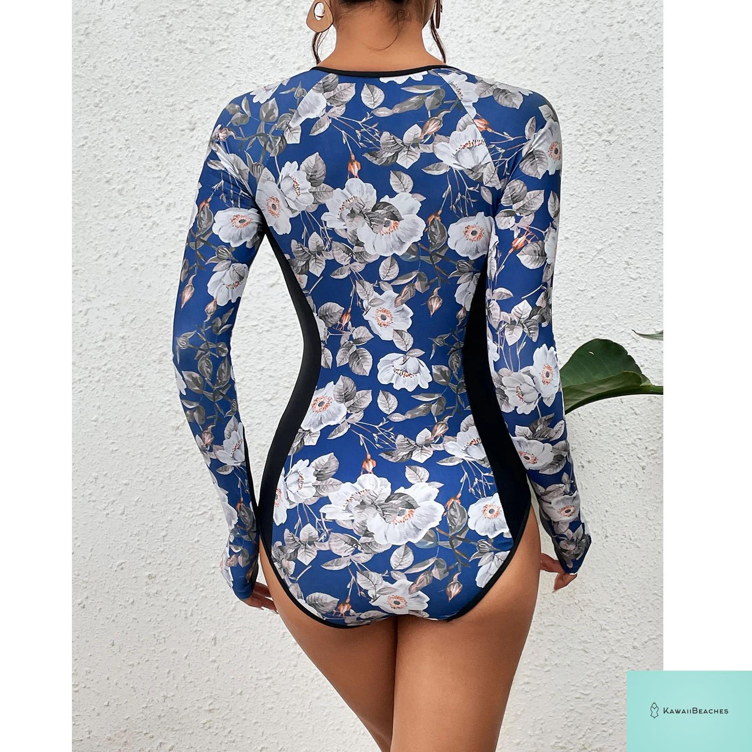 Womens Long Sleeve Surfing Swimsuit Monokini