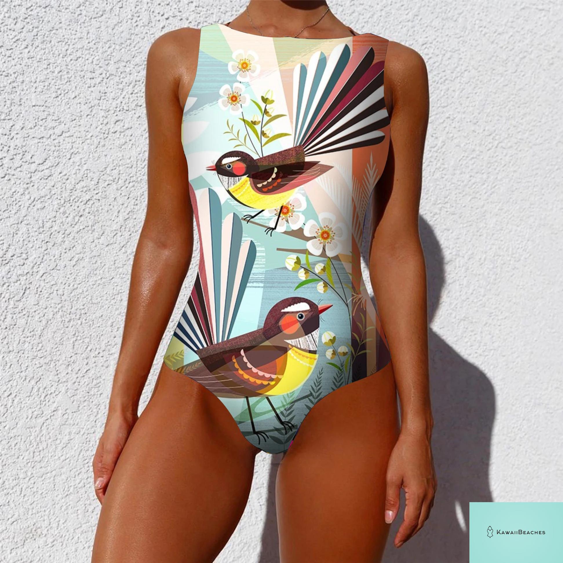 Womens Floral Lace Up Swimsuit