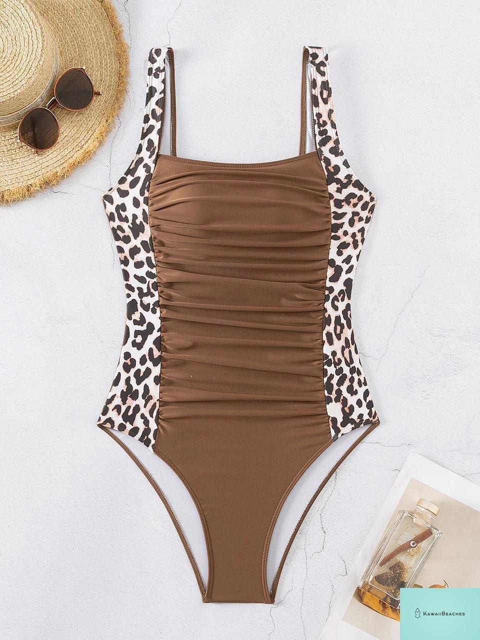Leopard Print Backless One Piece Swimsuit