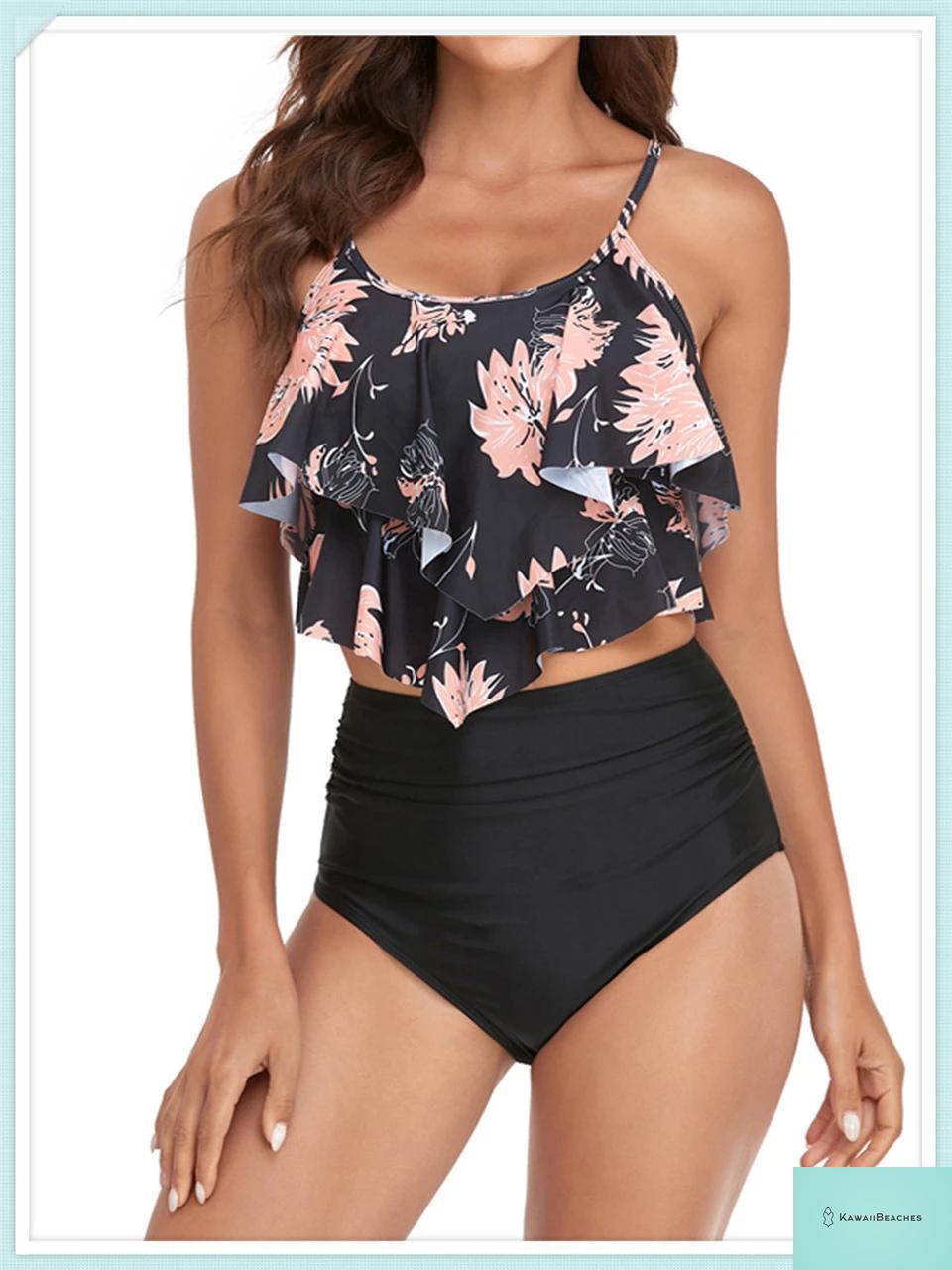 Ruffle Floral High Waist Bikini