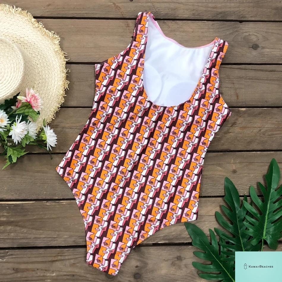 Striped Tropical Monokini Swimsuit for Women