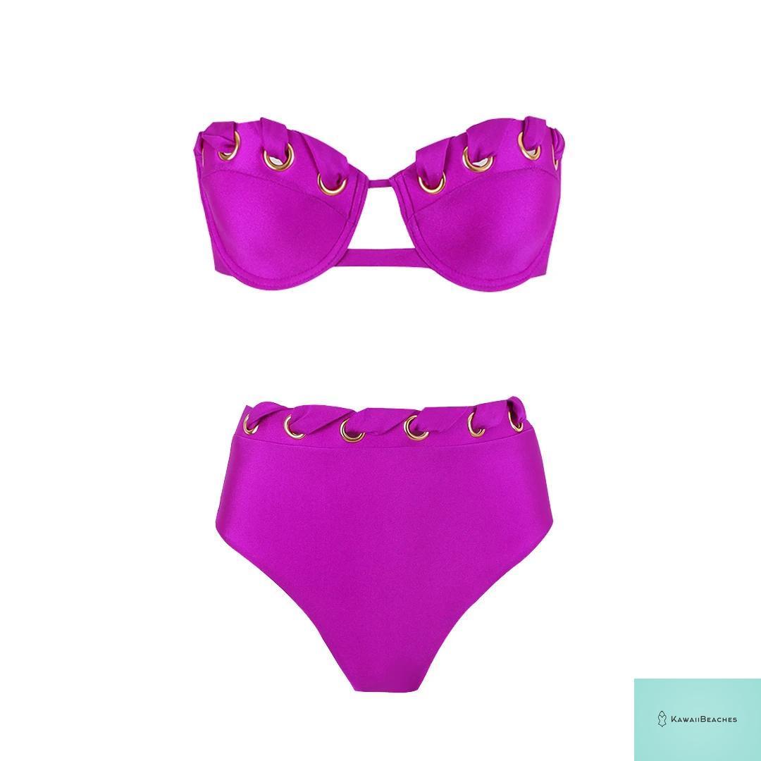 Golden High Waist Push Up Bikini