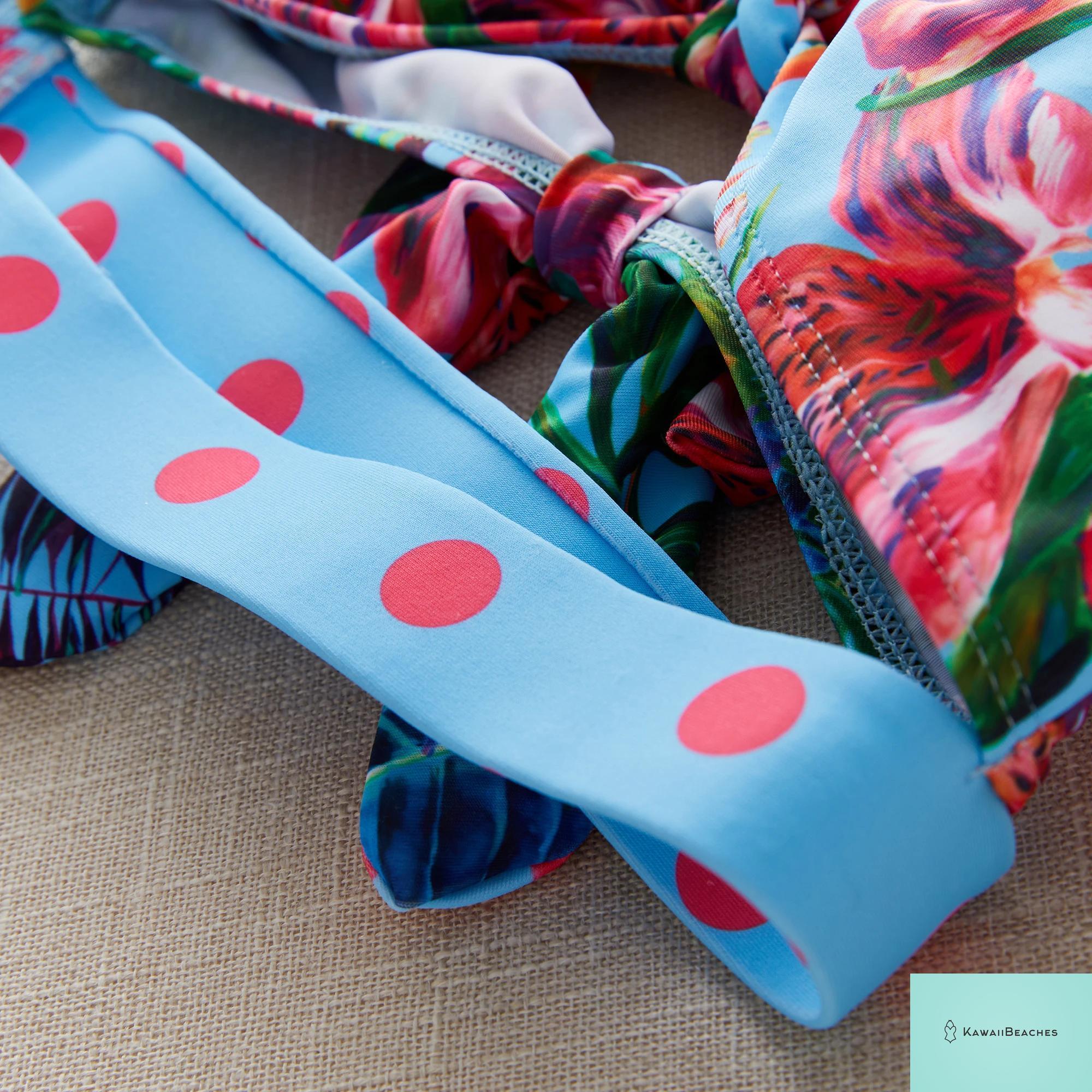 Floral Printed High Waist Bandage Bikini Set