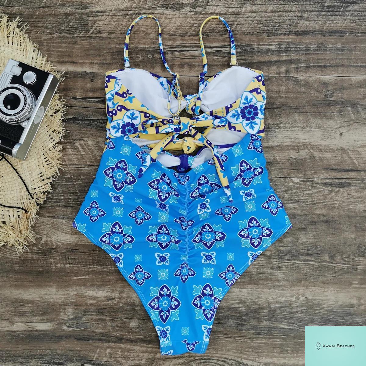 Kawaii Vintage Floral One Piece Swimsuit