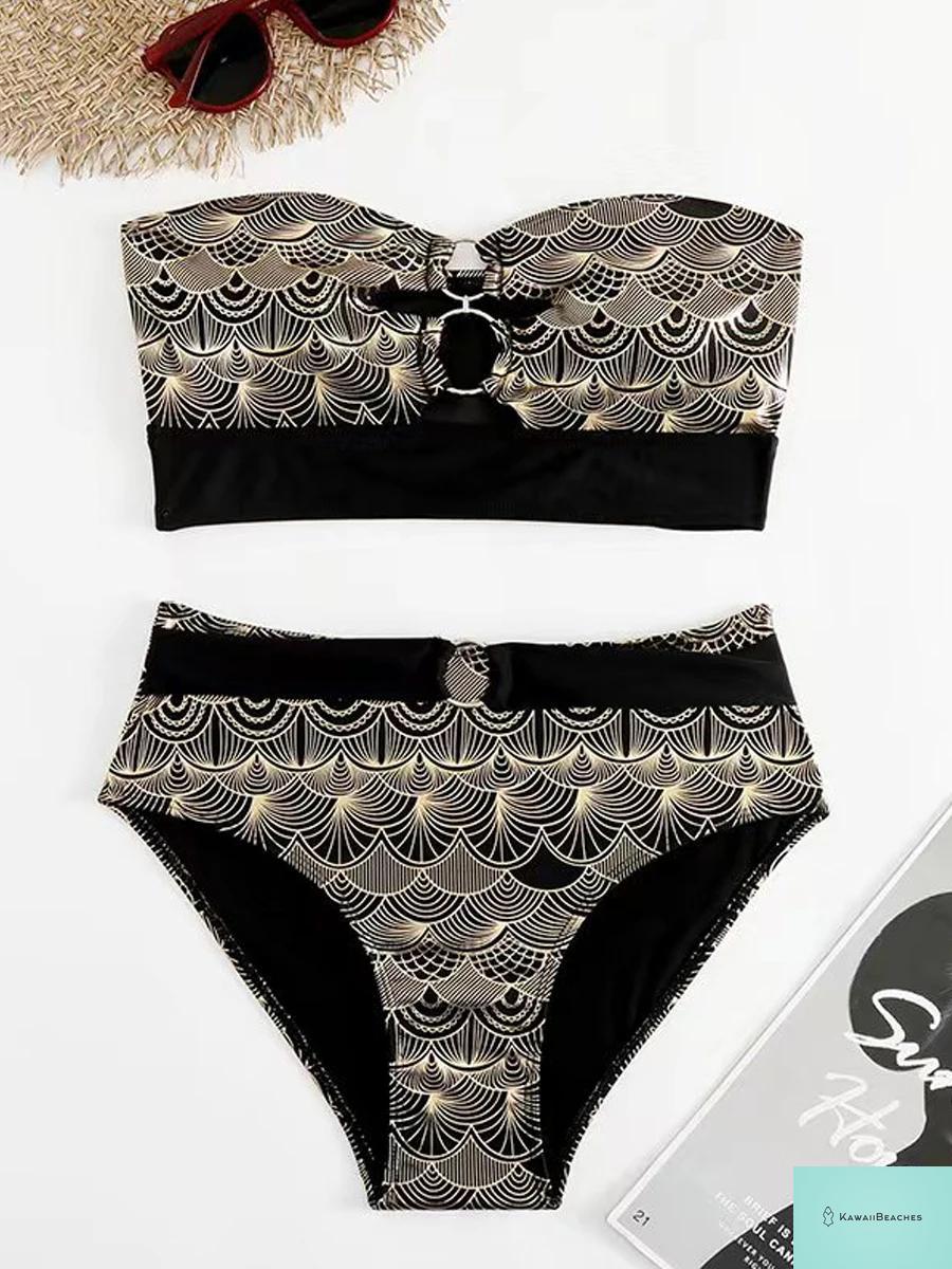 Metallic High Waist Push Up Bikini