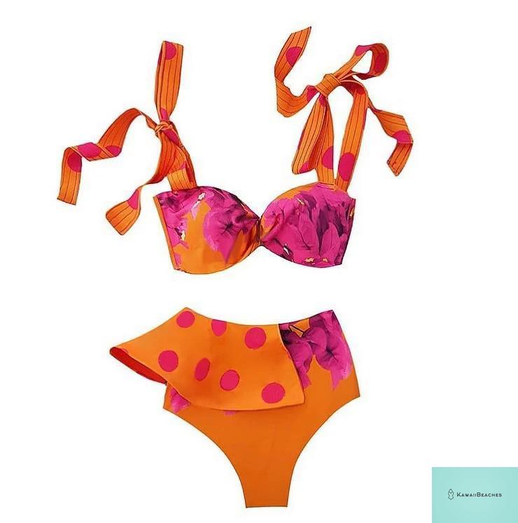 Floral Printed High Waist Bandage Bikini Set