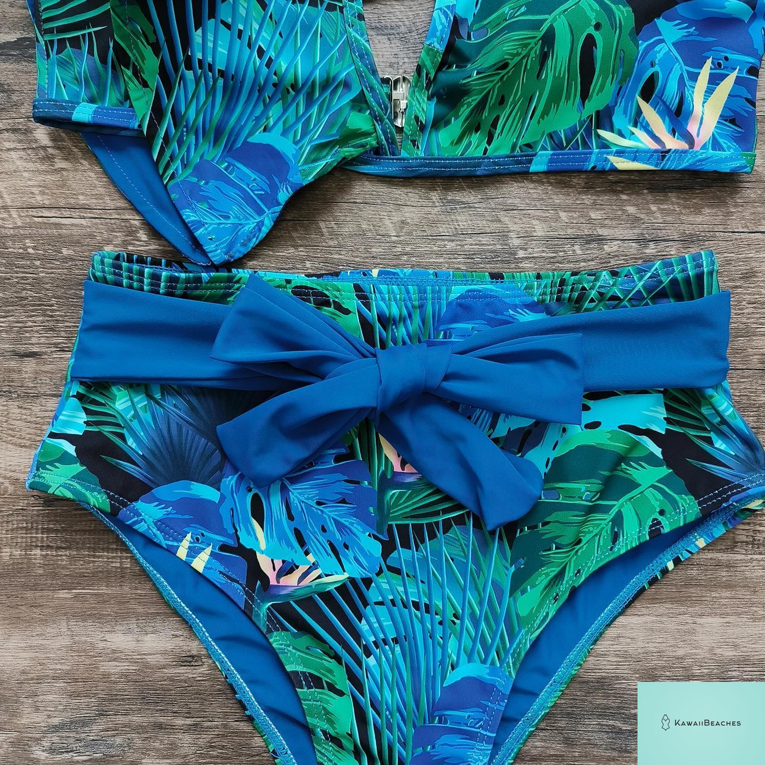 Floral Printed High Waist Bandage Bikini Set