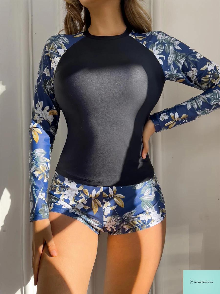 Tropical Long Sleeve Rashguard Swimsuit