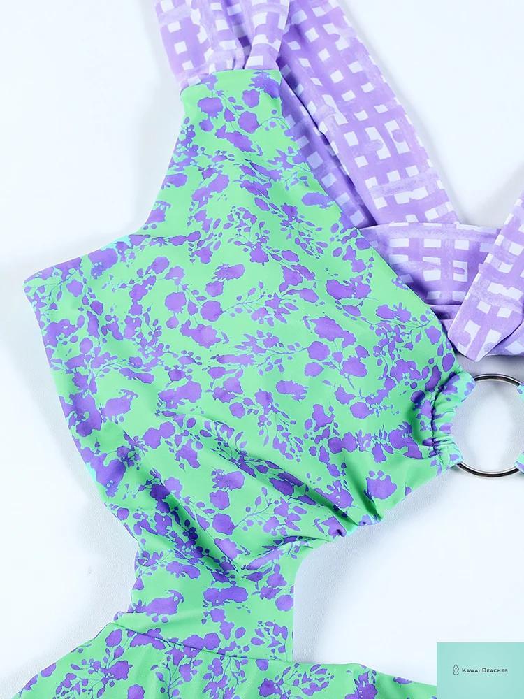 Kawaii Floral Ruffle One-Piece Swimsuit