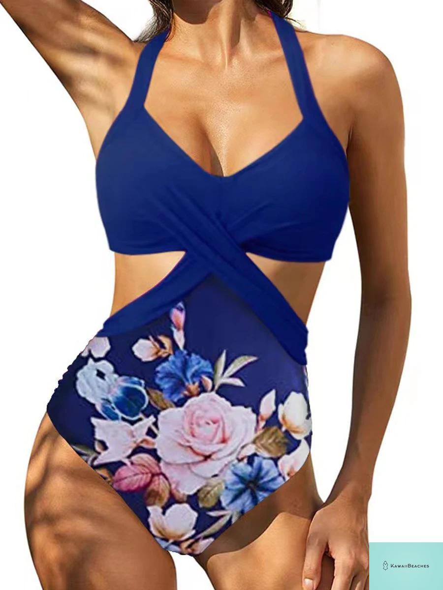 Kawaii Printed Halter One Piece Swimsuit