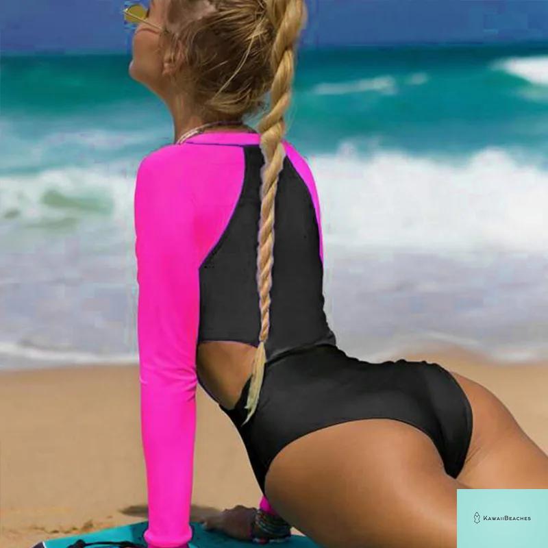 Kawaii Patchwork Long Sleeve Swimsuit