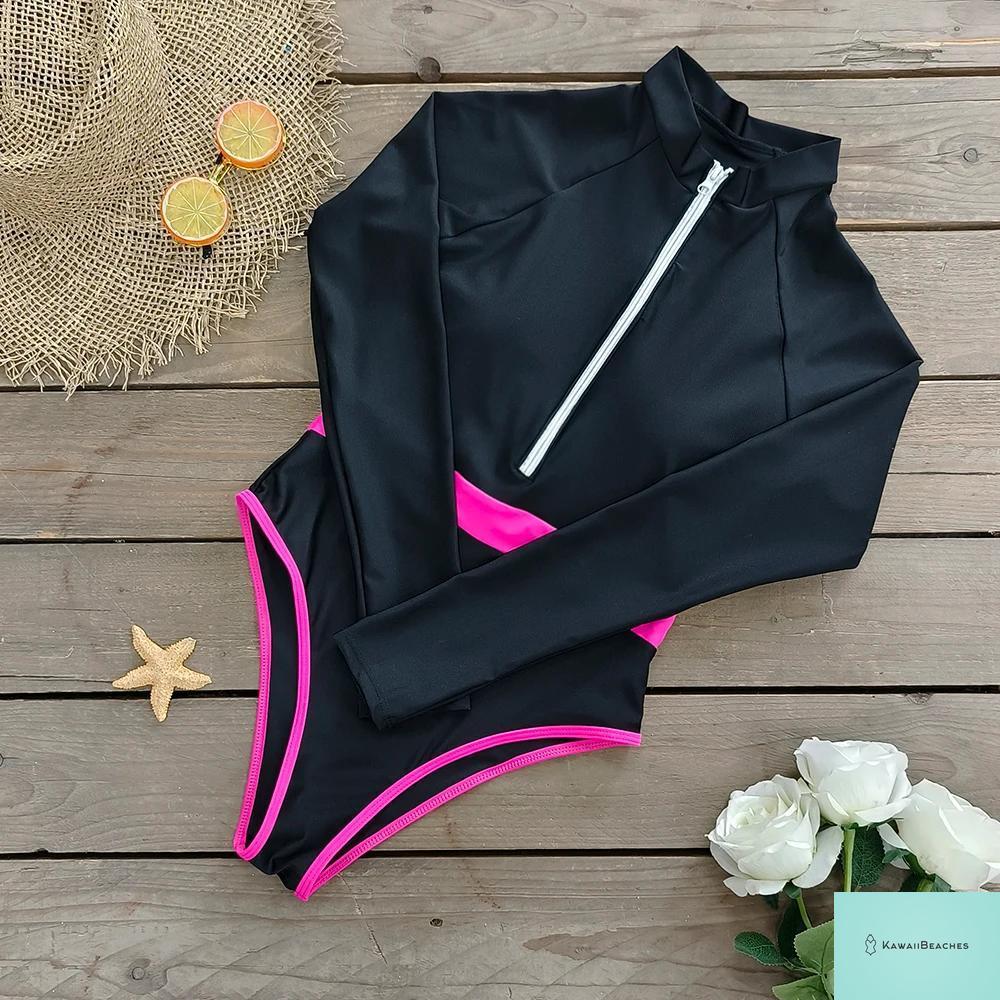 Womens Long Sleeve Surfing Swimsuit Monokini