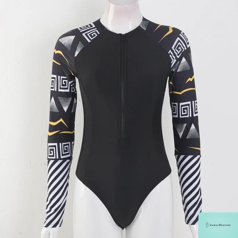 Womens Long Sleeve Surfing Swimsuit Monokini