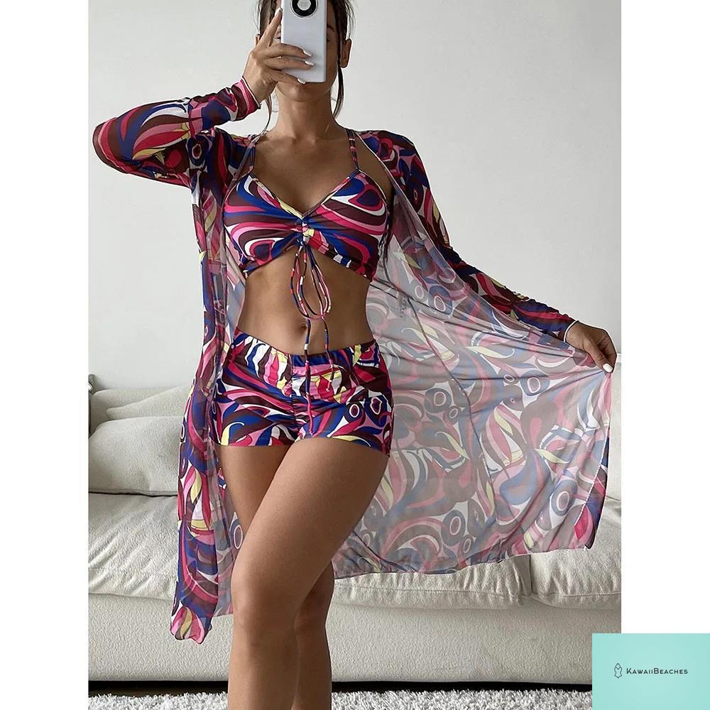 Womens 3 Piece Long Sleeve Swimsuit