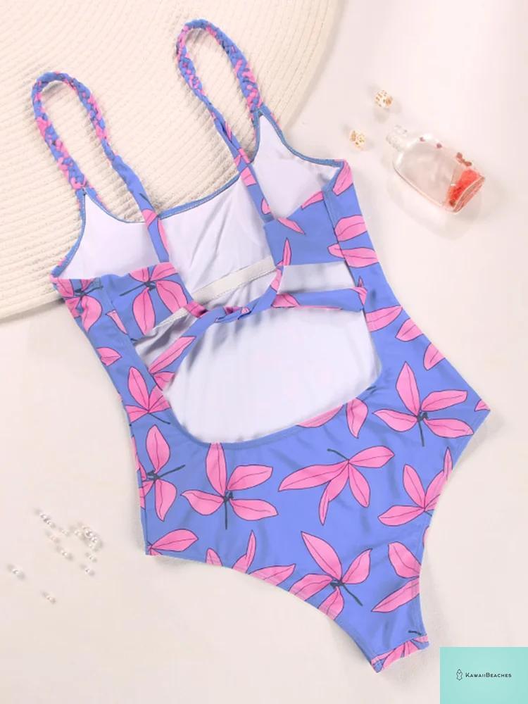 Kawaii Floral Ruffle One-Piece Swimsuit