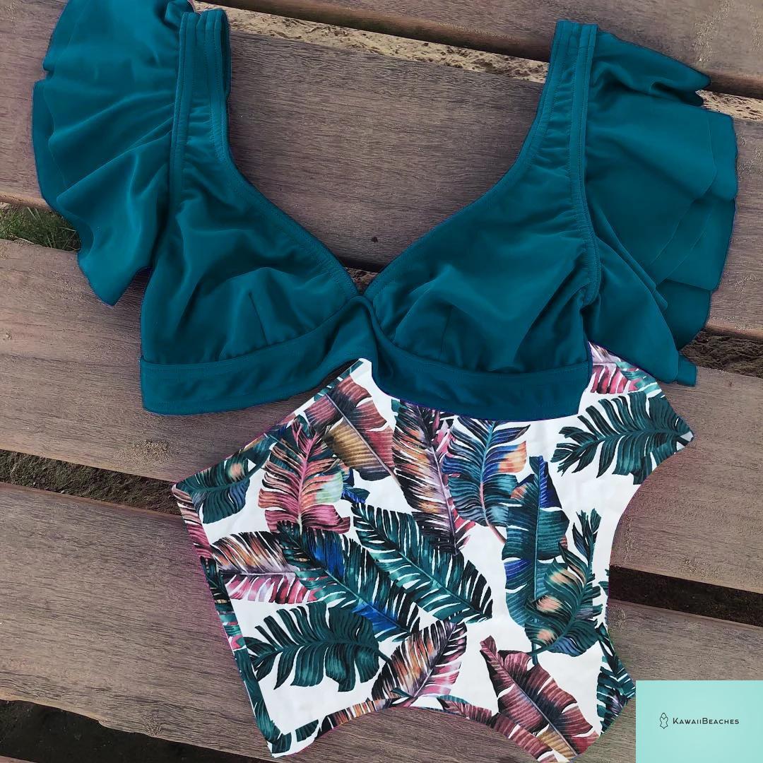Kawaii Ruffle High Waist Bikini Set