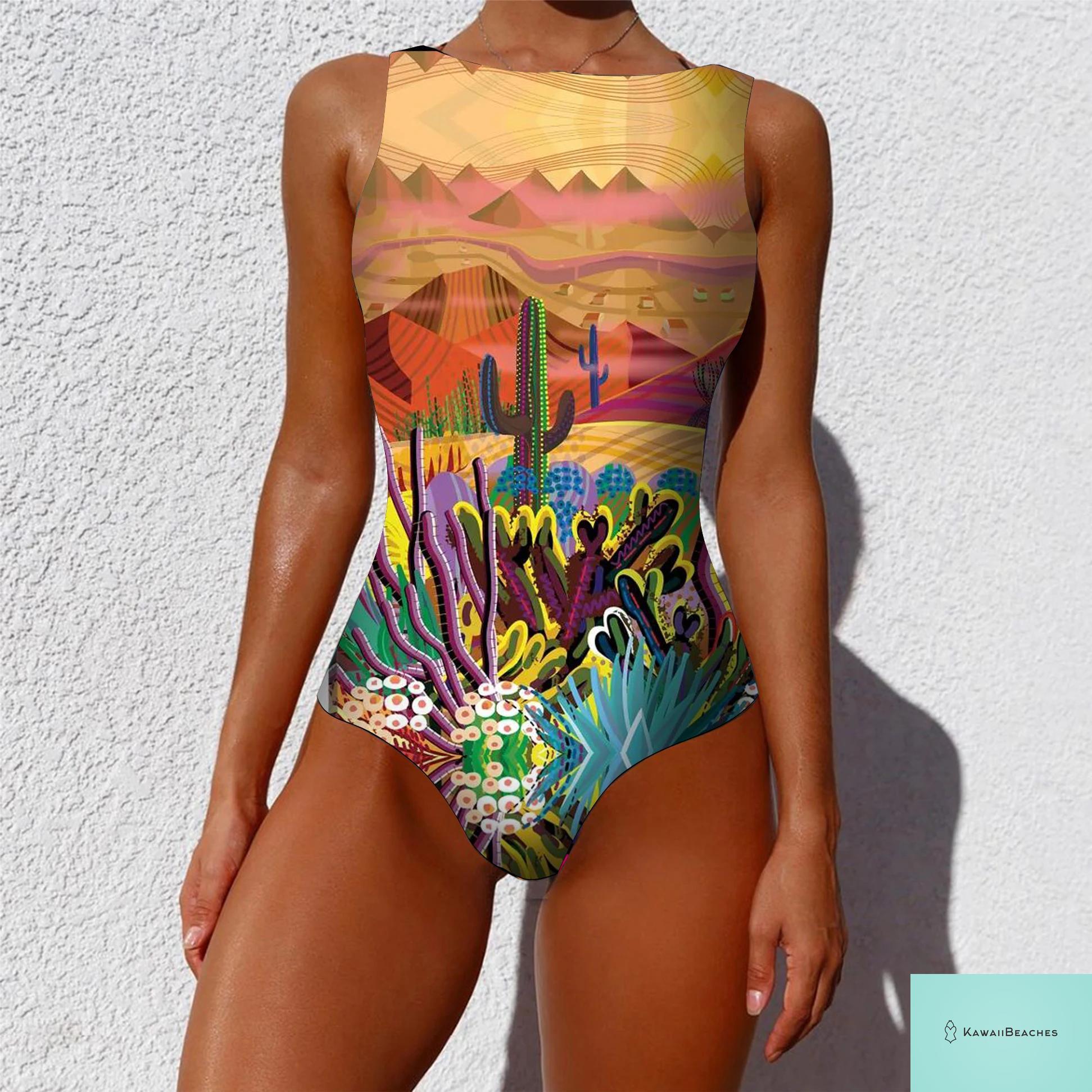 Womens Floral Lace Up Swimsuit