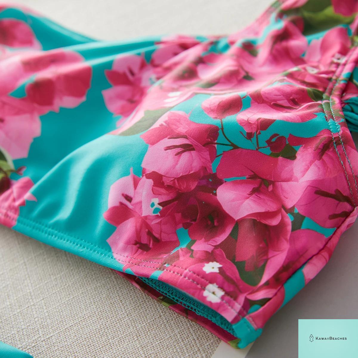 Floral Printed High Waist Bandage Bikini Set